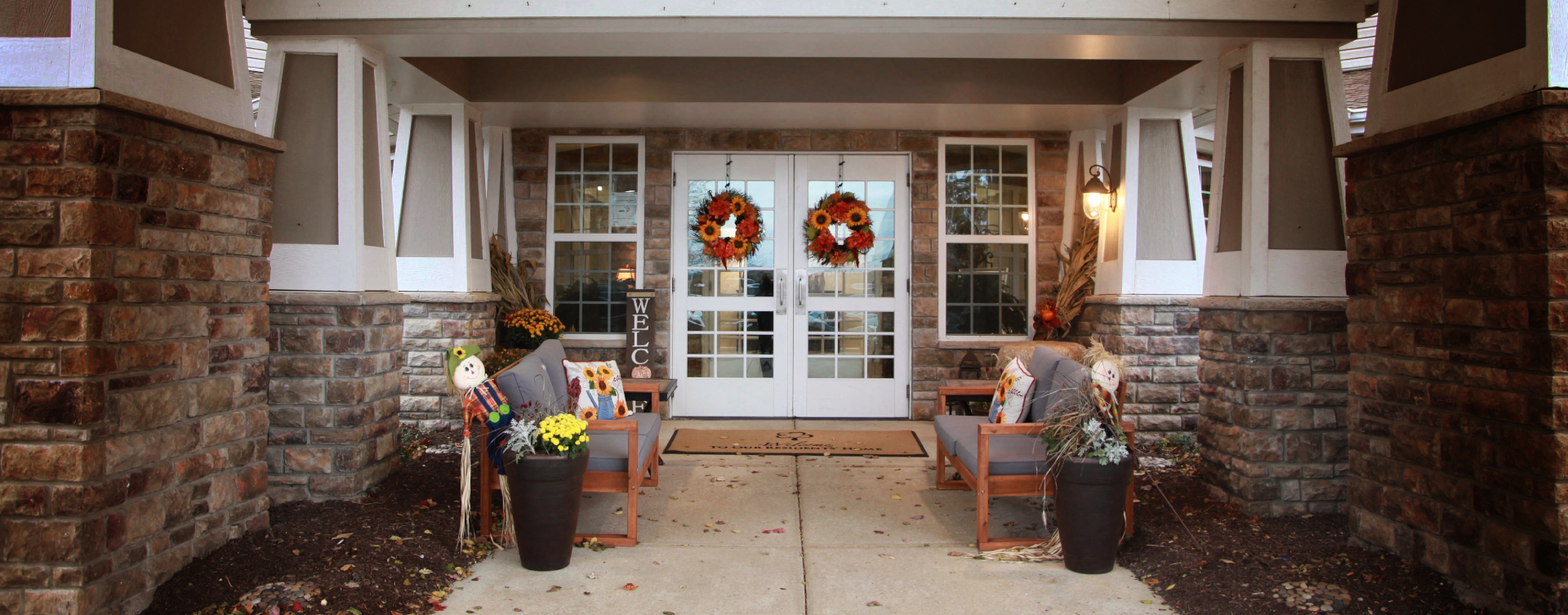 Sip on your favorite drink on the porch at Bickford of St. Charles