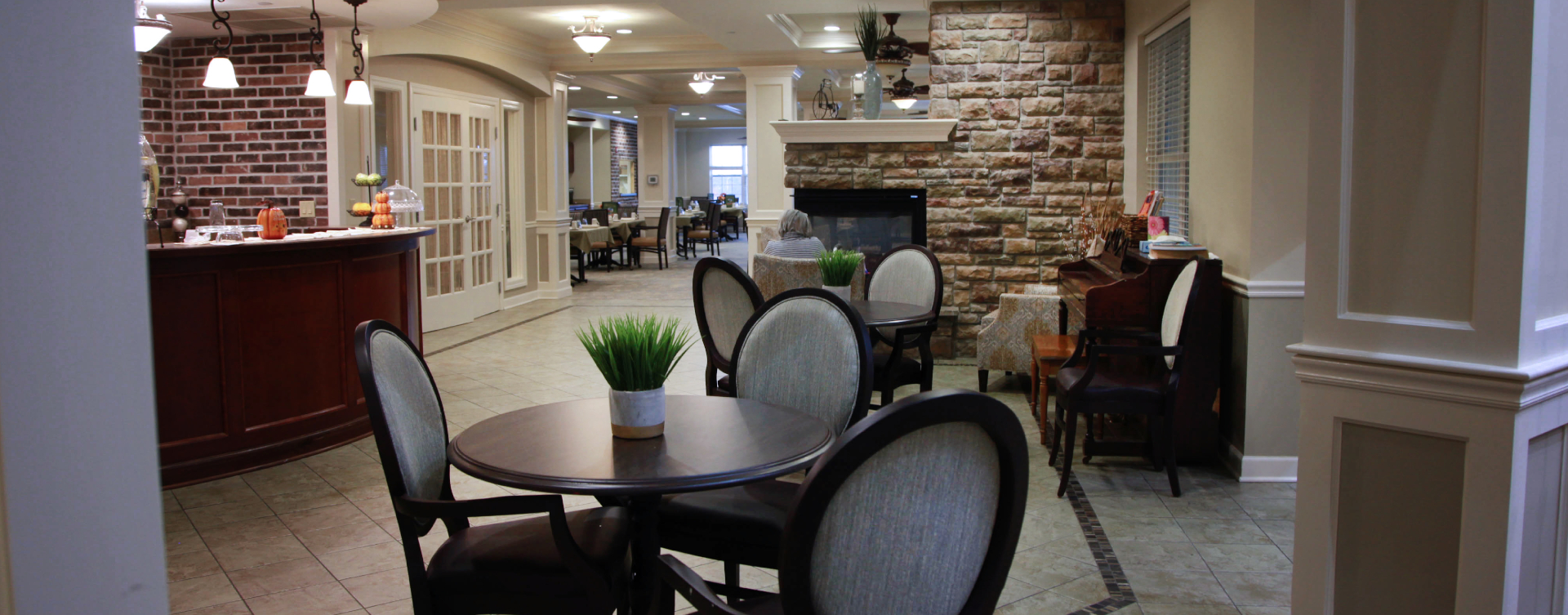 Mingle and converse with old and new friends alike in the bistro at Bickford of St. Charles
