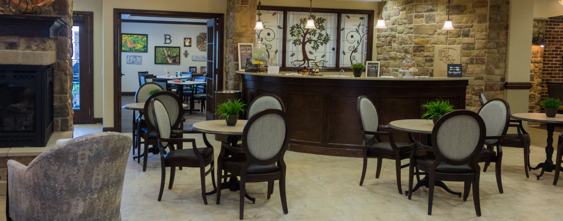 Mingle and converse with old and new friends alike in the bistro at Bickford of Suffolk
