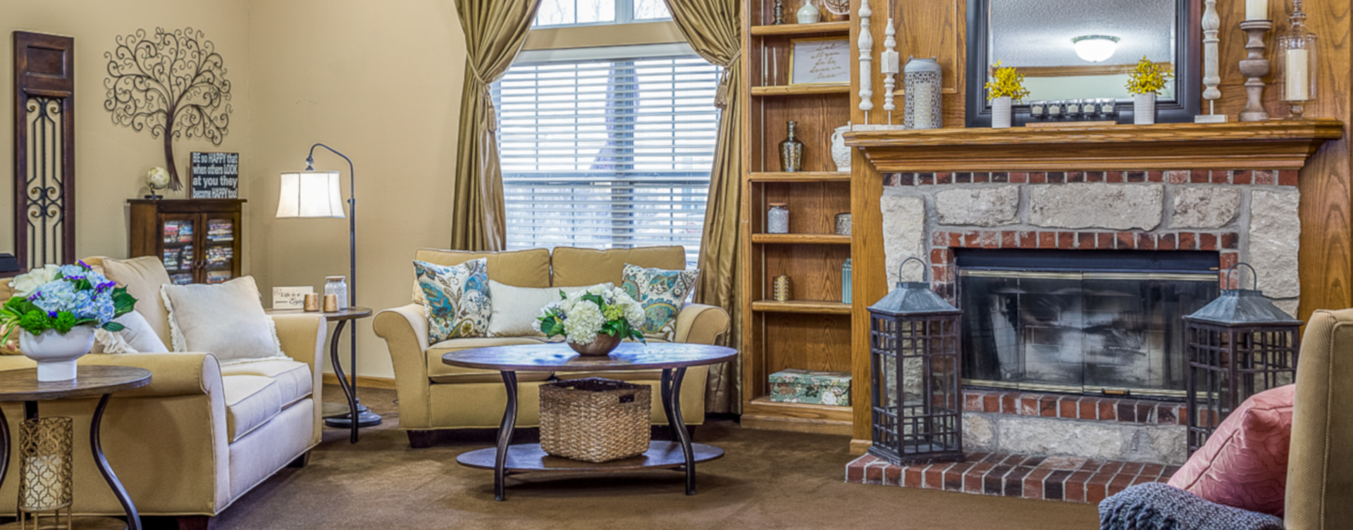 Enjoy a good book in the living room at Bickford of Urbandale