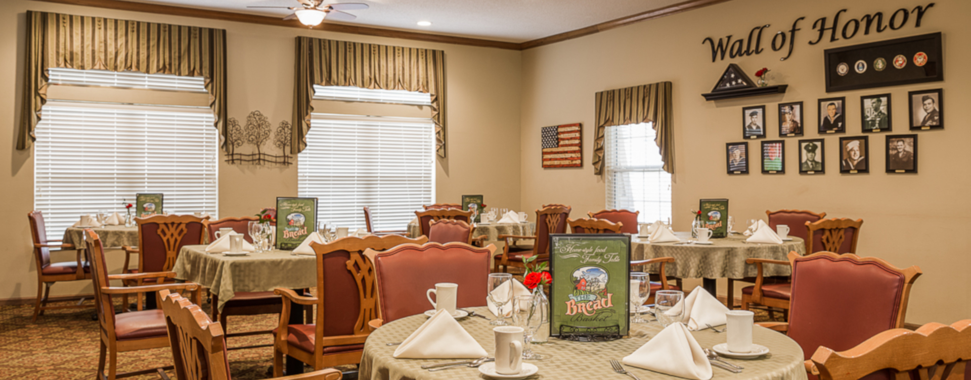 Enjoy restaurant -style meals served three times a day in our dining room at Bickford of Urbandale