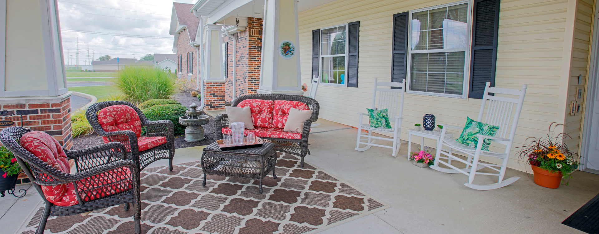 Relax in your favorite chair on the porch at Bickford of Wabash
