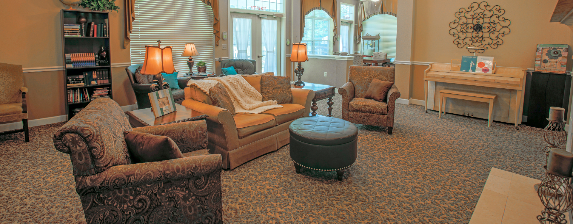 Enjoy a good book in the living room at Bickford of Wabash